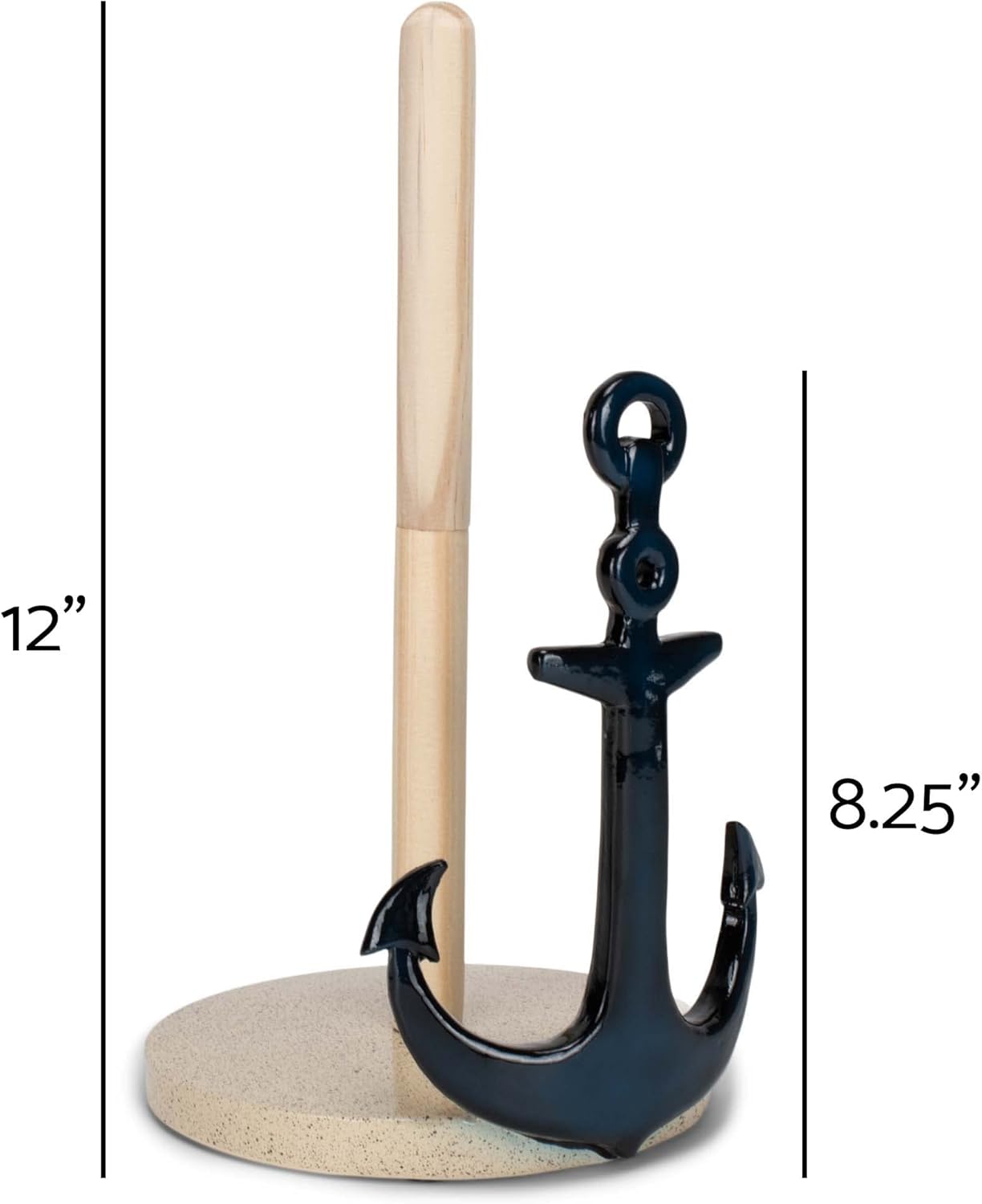 12 inch Elanze Designs Nautical Anchor Resin and Wood Paper Towel Holder
