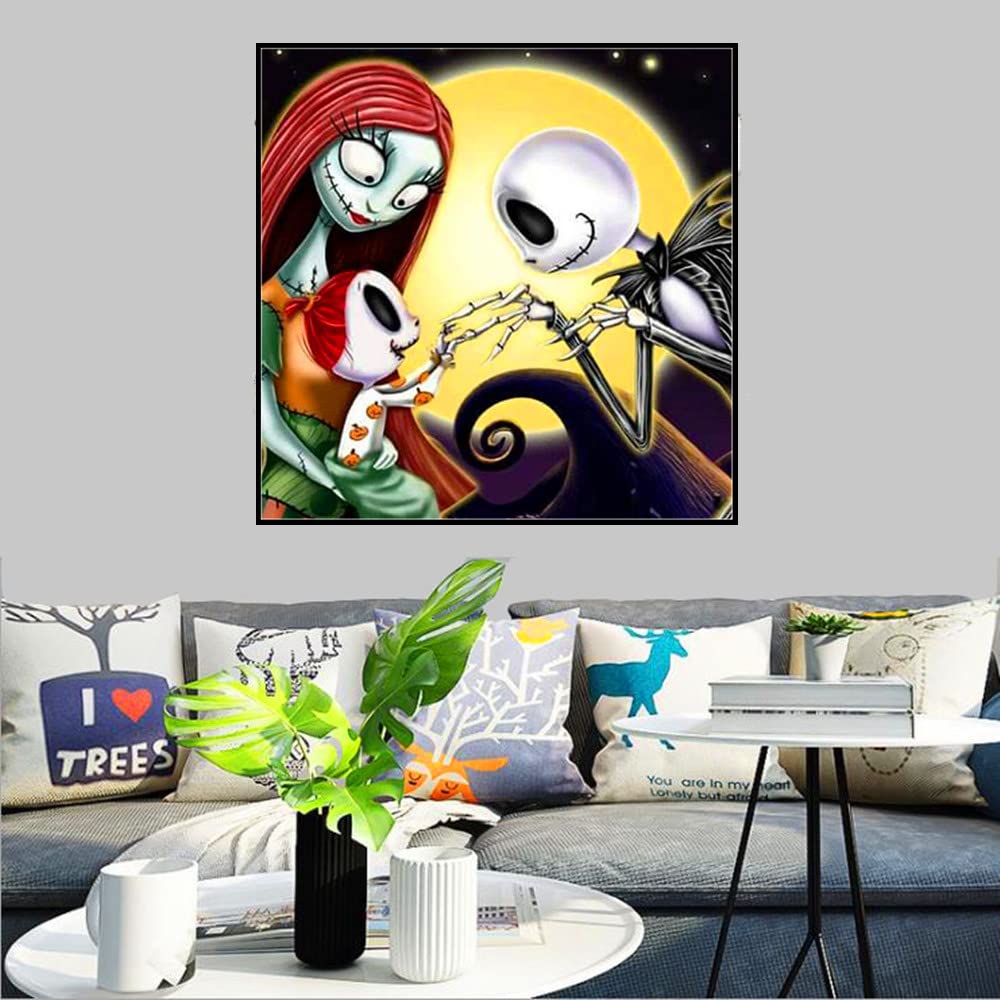 MMAHD 5D DIY Diamond Art Painting Kits, Cartoon Skull Round Full Drill Diamond Art Crafts Home Wall Decoration 15.8 x 15.8inch