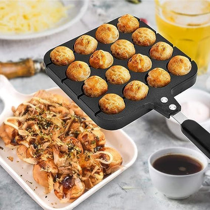 Takoyaki Baking Tray - 16 Holes Takoyaki Grill Pan Maker for Japanese Octopus Meatballs with 4 Baking Pins