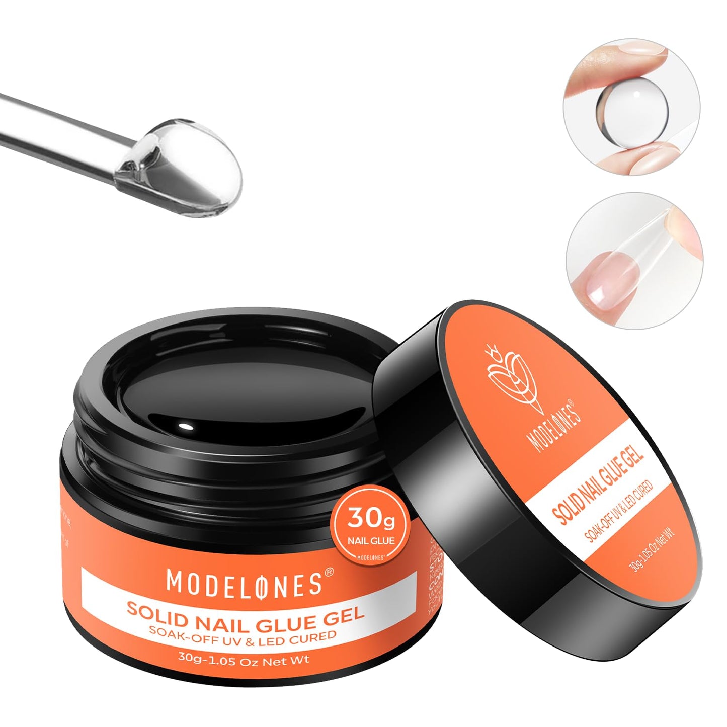 modelones 9 in One Gel Nail Glue Brush On Nail Glue 15 ml for Tips, Rhinestones, Base Coat, Blooming Art Gel Kit for Press on Nails Acrylic Tips U V Lamp Needed 2Pcs