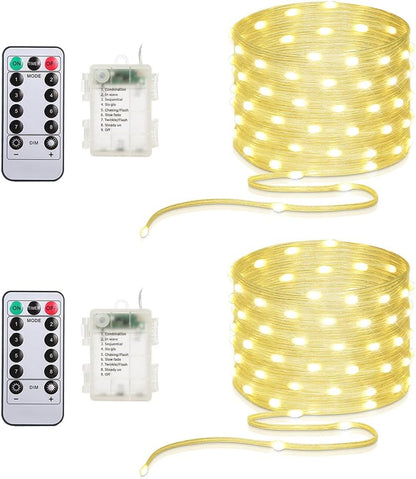 16.5ft (2 Pack), 50 Battery Operated String Lights LED Fairy String Lights Battery Powered with Remote & Timer