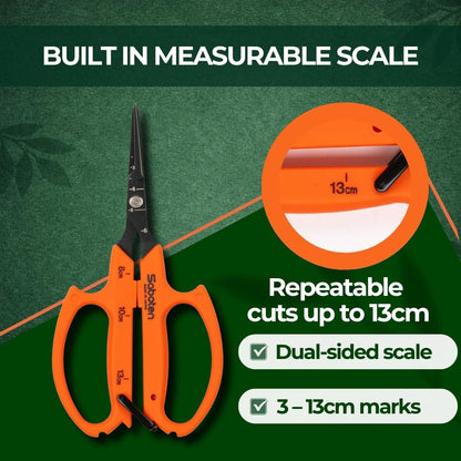 Saboten 6.3" Japanese Harvesting Shears, Magnetic Springless Assist, Fine-Tip Angled Blade, Fluorine-Coated Stainless Steel, Ergonomic Non-Slip Grip, Safety Lock, Made in Japan