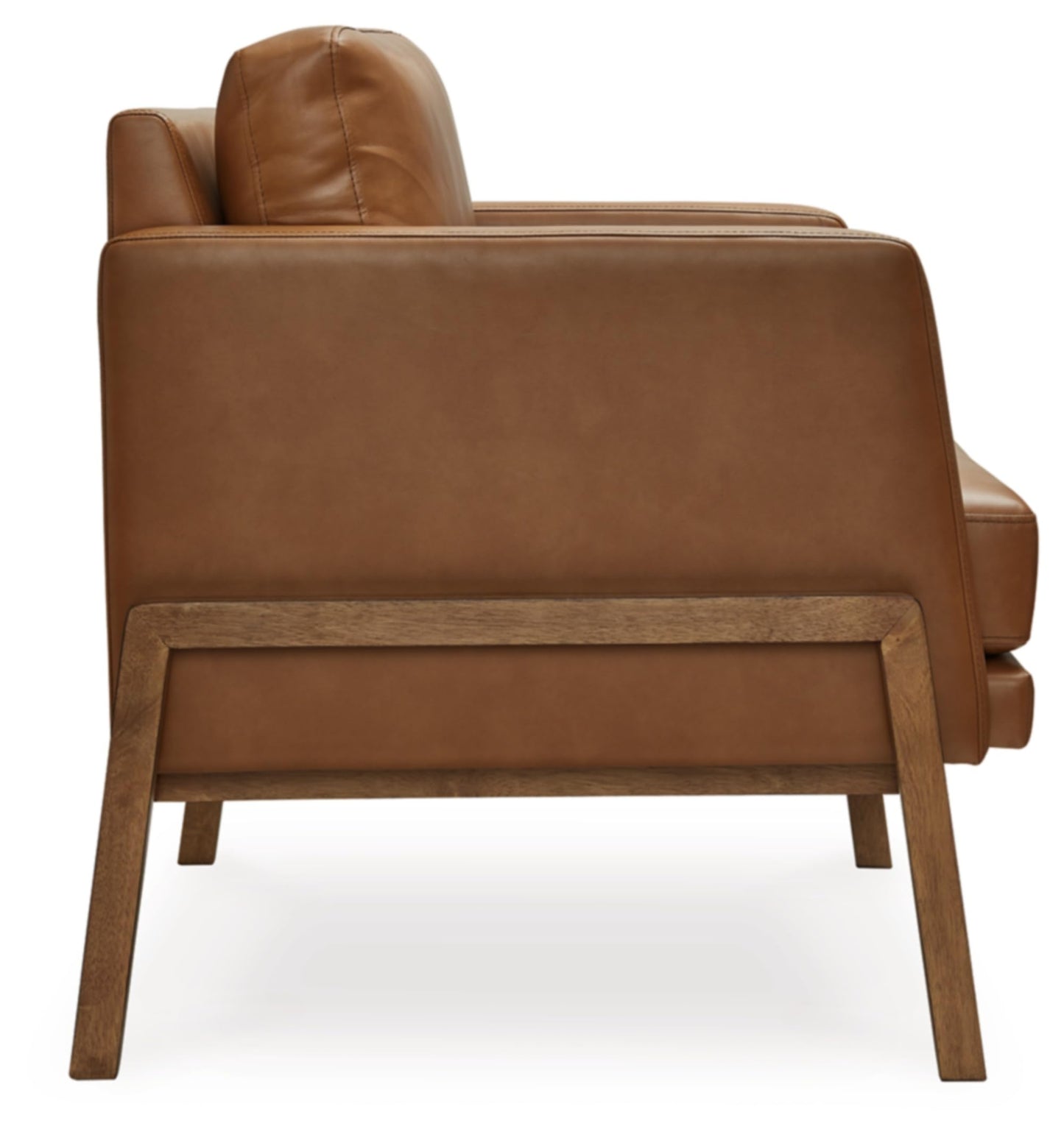 Signature Design by Ashley Numund Contemporary Faux Leather Upholstered Accent Chair with Removable Cushions and Track Arms, Light Brown