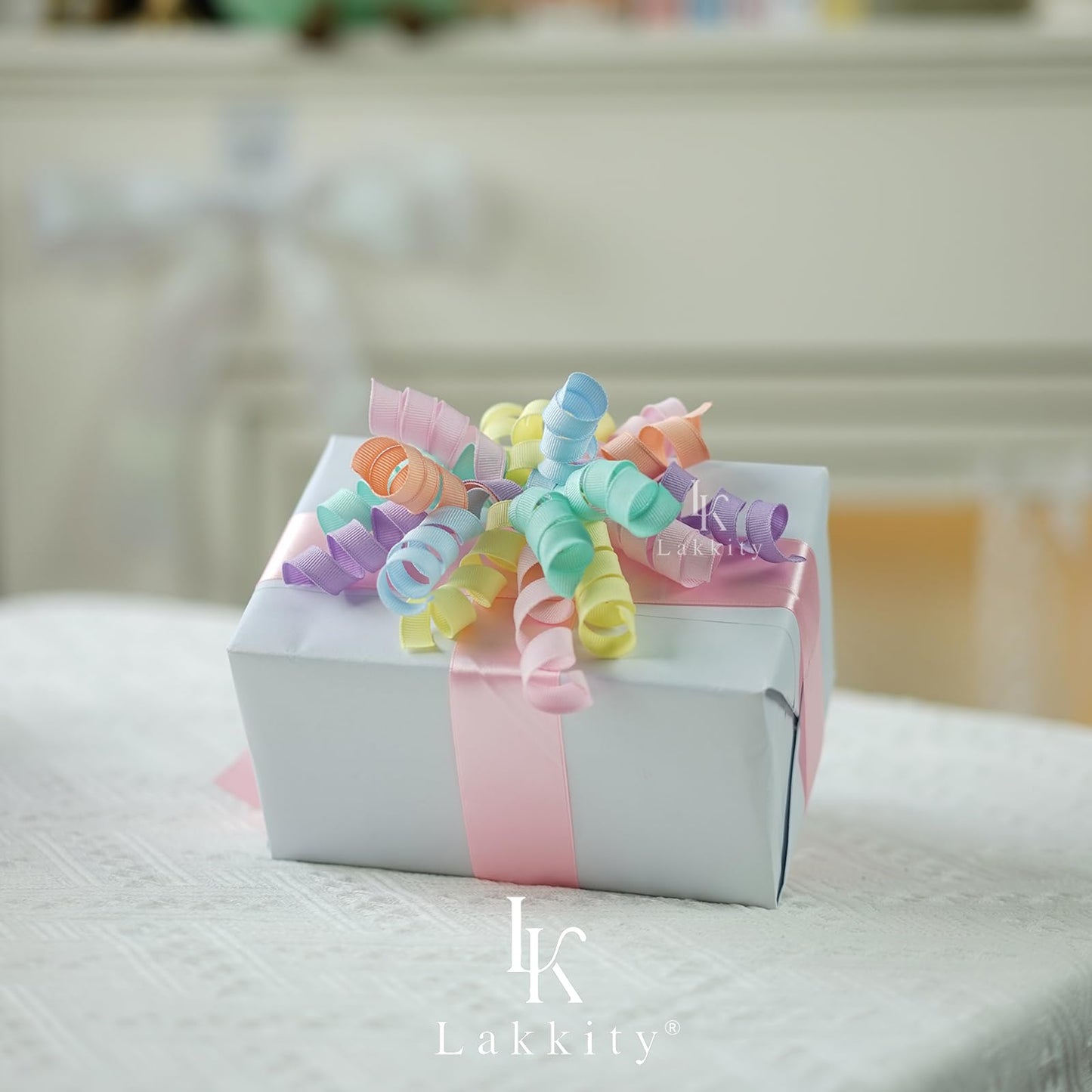 Lakkity Light Rianbow Bows For Gift Wrapping,Curly Gift Bows,8PCS,7 inch Self-Adhesive Curly Ribbon Bows for Presents, Birthday, Wedding, Wrapping Accessories, Party Favors Decorations