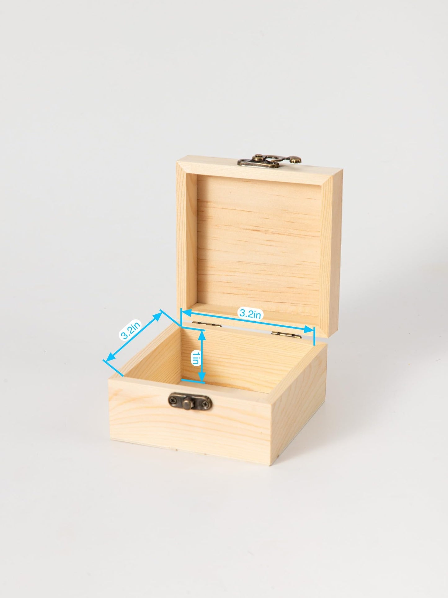 12 Piece Small Wooden Box Unfinished Wooden Treasure Box with Lids for DIY Crafts (3.7X3.7X2 inches)
