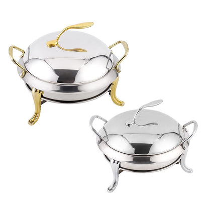 FENOKD Chafing Dish Set of 2, Stainless Steel Round Buffet Chafer for Catering, Party, Wedding, Dinner Serving with Pans and Fuel Holders, Full Size,B.C