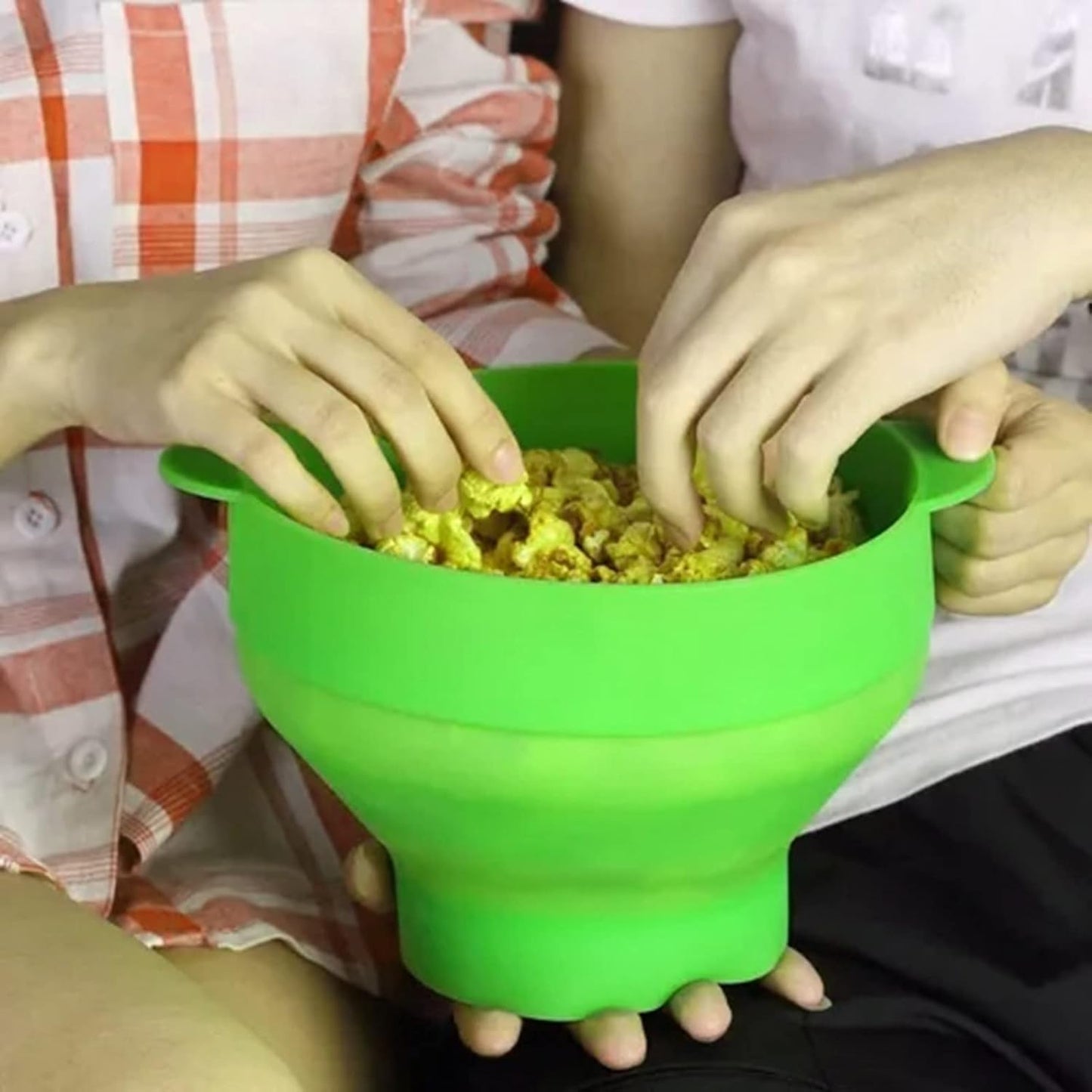 Collapsible Silicone Popcorn Popper Bowl with Lid, Microwave Hot Air Popcorn Maker, Silicone Collapsible Bowl