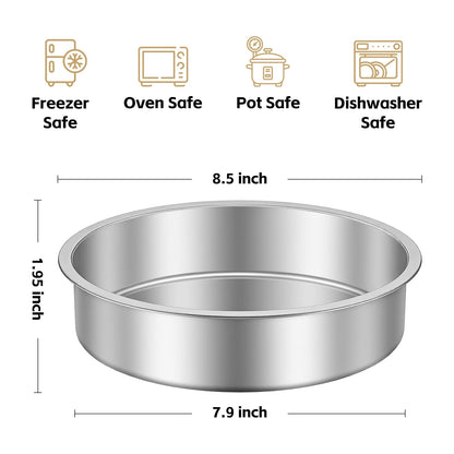 Ohtomber 8 Inch Cake Pan - Set of 4 Stainless Steel Round Layer Cake Baking Pans Molds, Tins, Stackable Baking Set, Even Heating, Dishwasher Safe Non-Toxic Bakeware Dish for Birthday Wedding Christmas