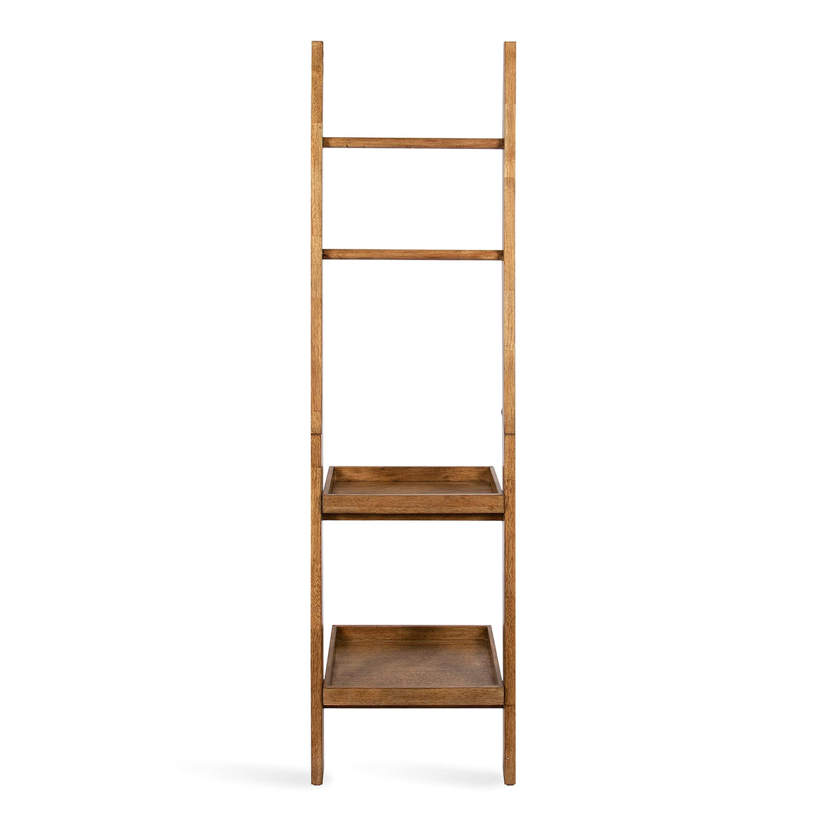 Kate and Laurel Lowry Farmhouse Wood Ladder Shelf; 18 x 14 x 58; Natural Wood; Decorative Modern Leaning Shelf for Storage and Display