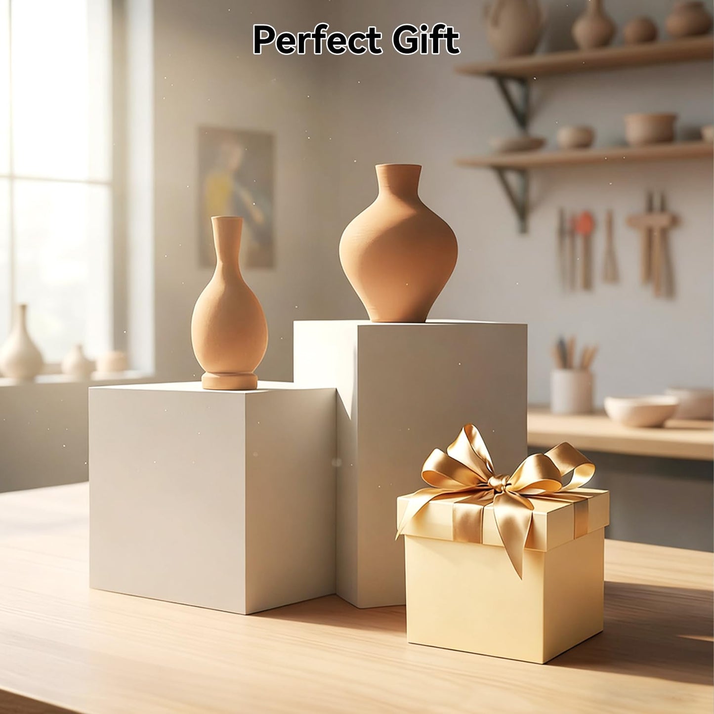30W Mini Pottery Wheel Kit, 6" Turntable Two-Way Rotation Clay Wheel, Adjustable Speed Ceramic Making Machine, Pottery DIY Machine for Kids and Beginners Black