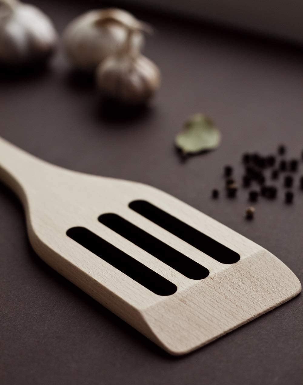 Long Handle Slotted Wooden Spoon 16 Inch - Heavy Duty Large Spatula & Stir Paddle, 100% Natural Hardwood