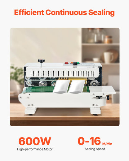 Happybuy FR-900 Continuous Band Sealer, Automatic Horizontal Band Sealer 110V, Continuous Sealing Machine Temperature Control, Bag Sealer Machine for PVC Bags Films