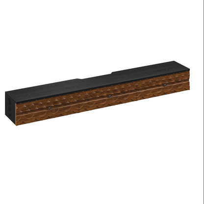 FurniNova 70'' Floating TV Stand Wall Mounted, Fully Assembled Media Console with 2 Drawers and 1 Door, Wall Mounted TV Cabinet,Carved Wood Design,Natural Wood Finish