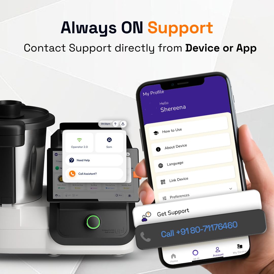 upliance AI Cooking Assistant | 750+ Recipes | AI Powered | 12 Modes | Weighing Scale | App & WiFi | 220-240V | Use with Transformer in USA.