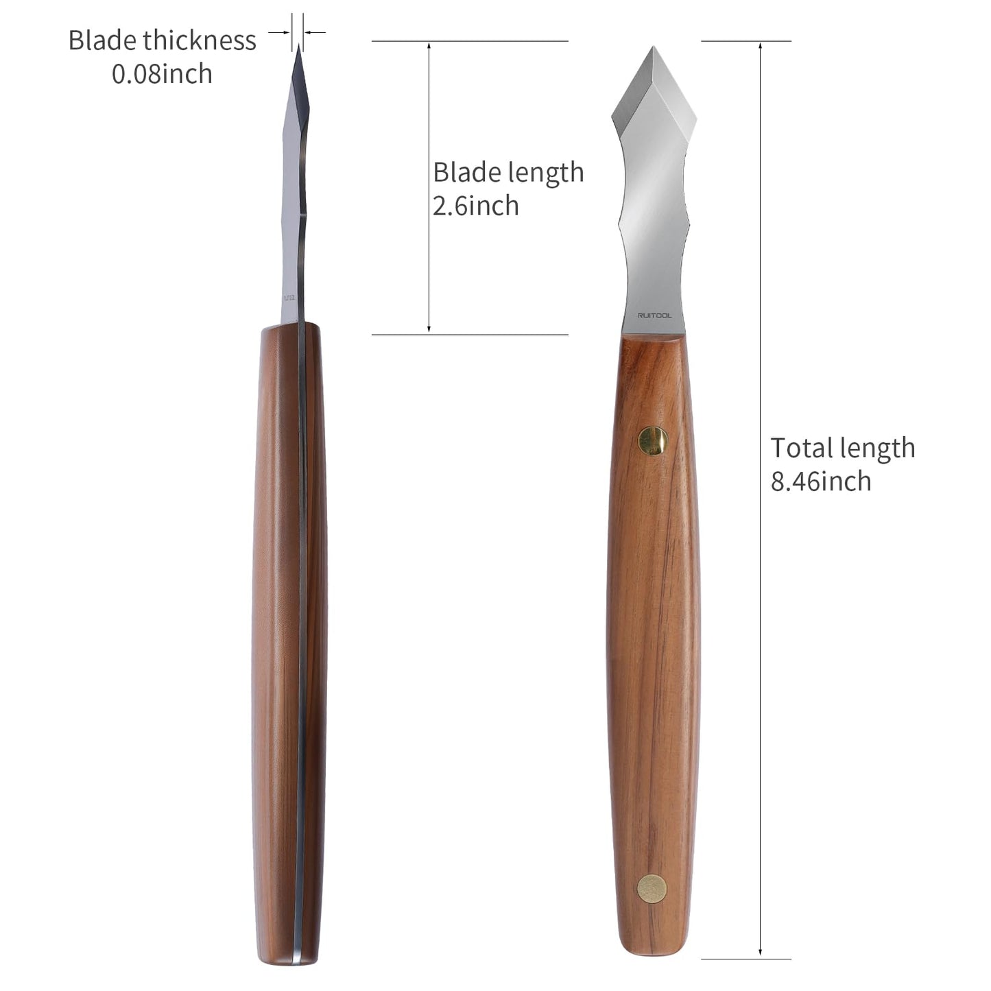RUITOOL Marking Knife, Long‑Neck Thin Blade Scribing Tool with Dual Grooves for Woodworking – High Carbon Steel Double Beveled Blade (2.6") for Precision Wood Carving & Left/Right Hand Use
