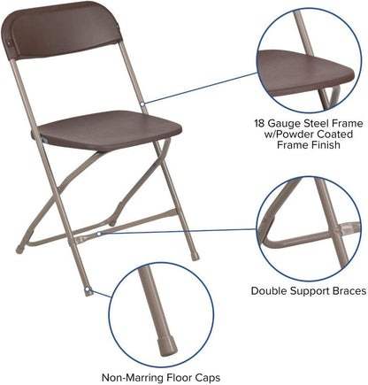 2 Pack 650LB Flash Furniture Hercules Series Plastic Folding Chair - Brown - Weight Capacity Comfortable Event