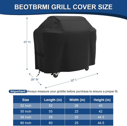 Weber Grill Cover - Waterproof Protection for 52-Inch BBQ Grills | Adjustable Straps & Durable Oxford Fabric
