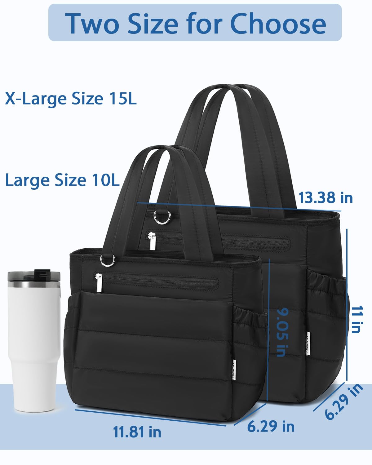 Lunch Box Tote Bag - Versatile Soft Insulated Lunchbox for Women - Lightweight Stylish Simple Lunch Pail Reusable Large Cooler Bag for Adults Work Office Camping Picnic Travel Outdoor Trips Black 10L