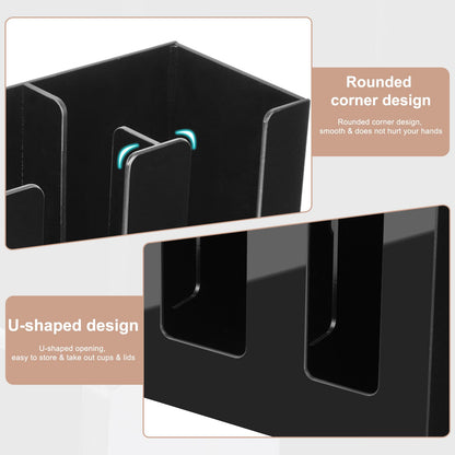 MYITYARD Coffee Cup Holder, Cup and Lid Organizer fits 5 to 16 oz Disposable Paper & Plastic Cups, Cup Dispenser Countertop, Acrylic Cup Storage for Home, Kitchen, Office (2 Compartment)