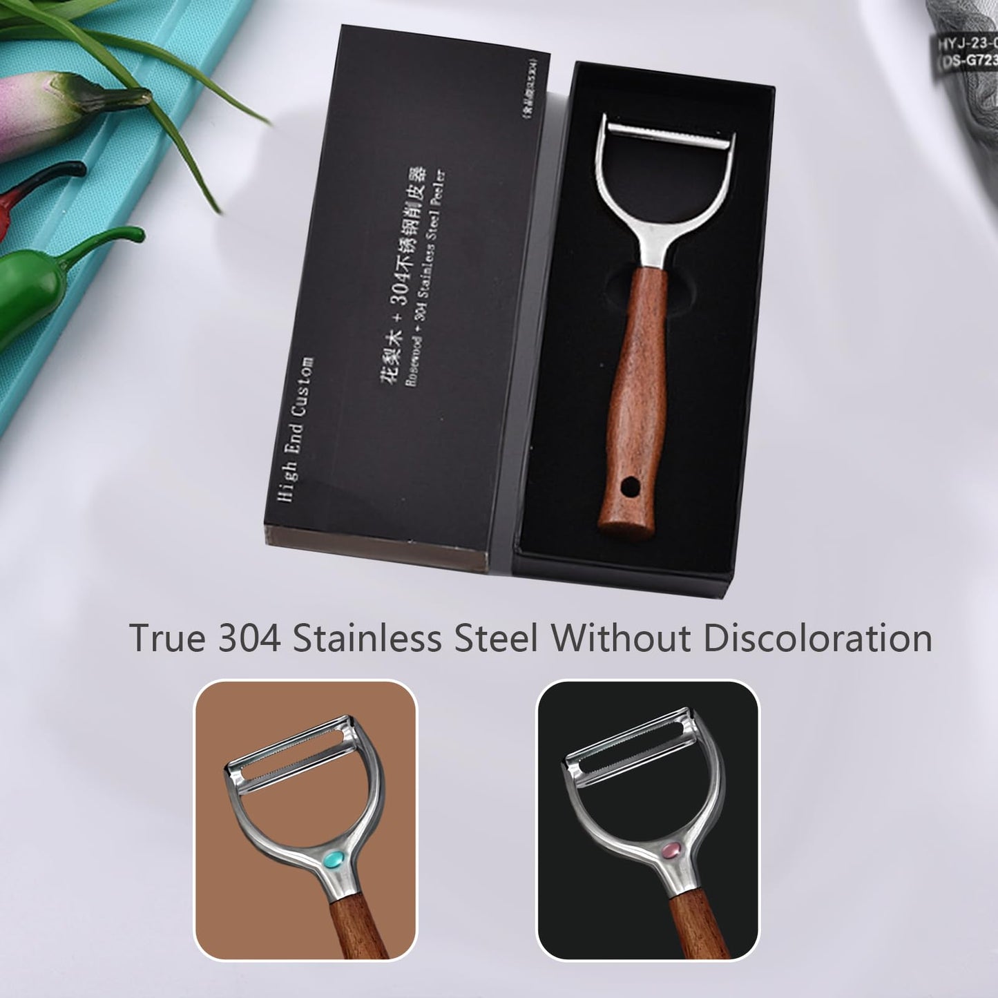 Laoxiongtou Professional Vegetable Peeler,Peelers For Kitchen Ultra Sharp 304 Stainless Steel Durable Blade,Quick Peeling Apple Carrot Potato Peelers,Ergonomic Natural Non-Slip Wooden Handle