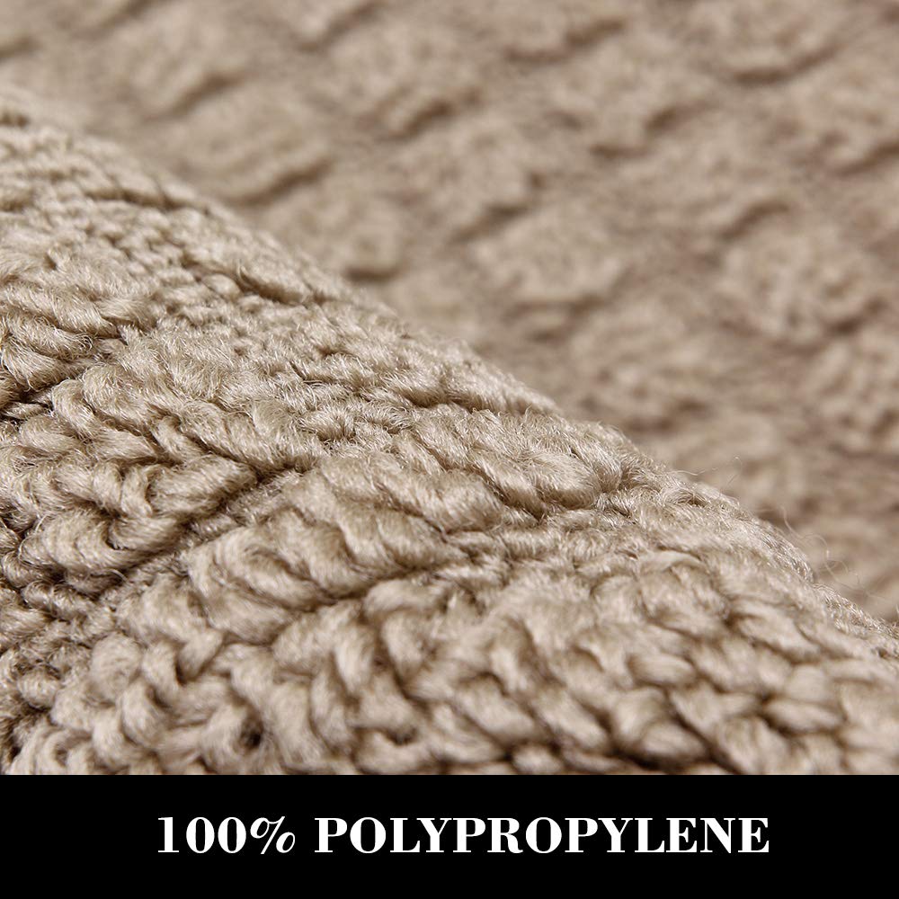COSY HOMEER 27X18 Inch Anti Fatigue Kitchen Rug Mats are Made of 100% Polypropylene Half Round Rug Cushion Specialized in Anti Slippery and Machine Washable (Beige 1 pc) …