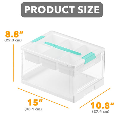 SpaceAid Craft Organizers and Storage - 24 QT Plastic Box Art Supply Storage Organizer Bin with Lid, Removable Trays and Dividers, Clear Container for Art and Craft Supplies,1 Pack