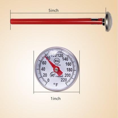 KT THERMO Instant Read 1-Inch Dial Thermometer, Best for Coffee Drinks, Chocolate Milk Foam