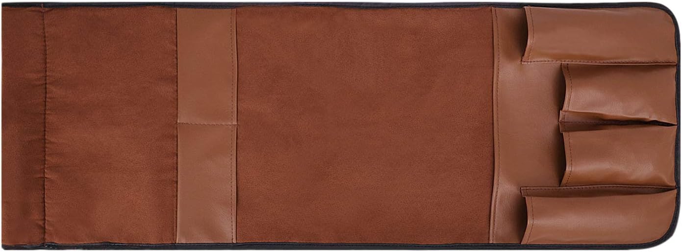 Leather Sofa Armrest Organizer with Pockets, Non-Slip Remote Control Holder for Couch, Armchair, Cell Phones, Magazines