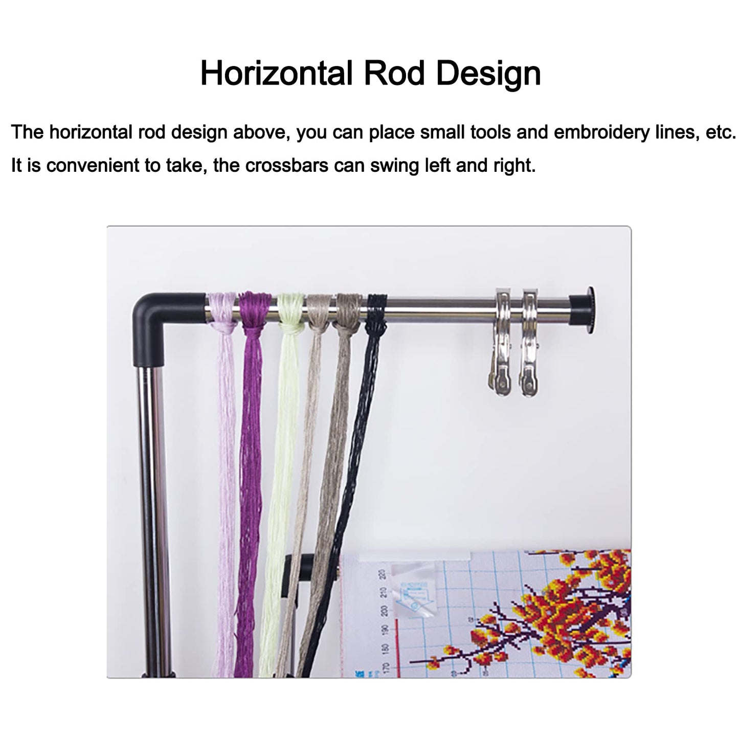 Height Adjustable Cross Stitch Craft Stand - Adjustable Embroidery Stand with Needlework Floor Frame for Art Sewing - Standing Embroidery Lap Table and Holder for Needlepoint and Embroidery Projects