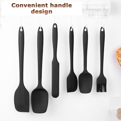 HANSGO 6PCS Silicone Spatula Set, High Heat-Resistant Rubber Kitchen Utensils for Cooking and Baking (Black)