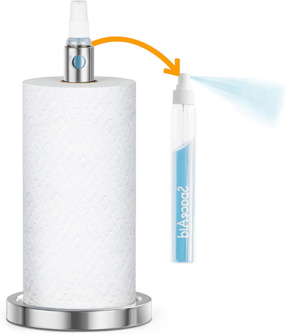 2 1 Countertop SpaceAid in Paper Towel Holder with Spray Bottle, Paper Towels Holders Stand with Sprayer Inside Center
