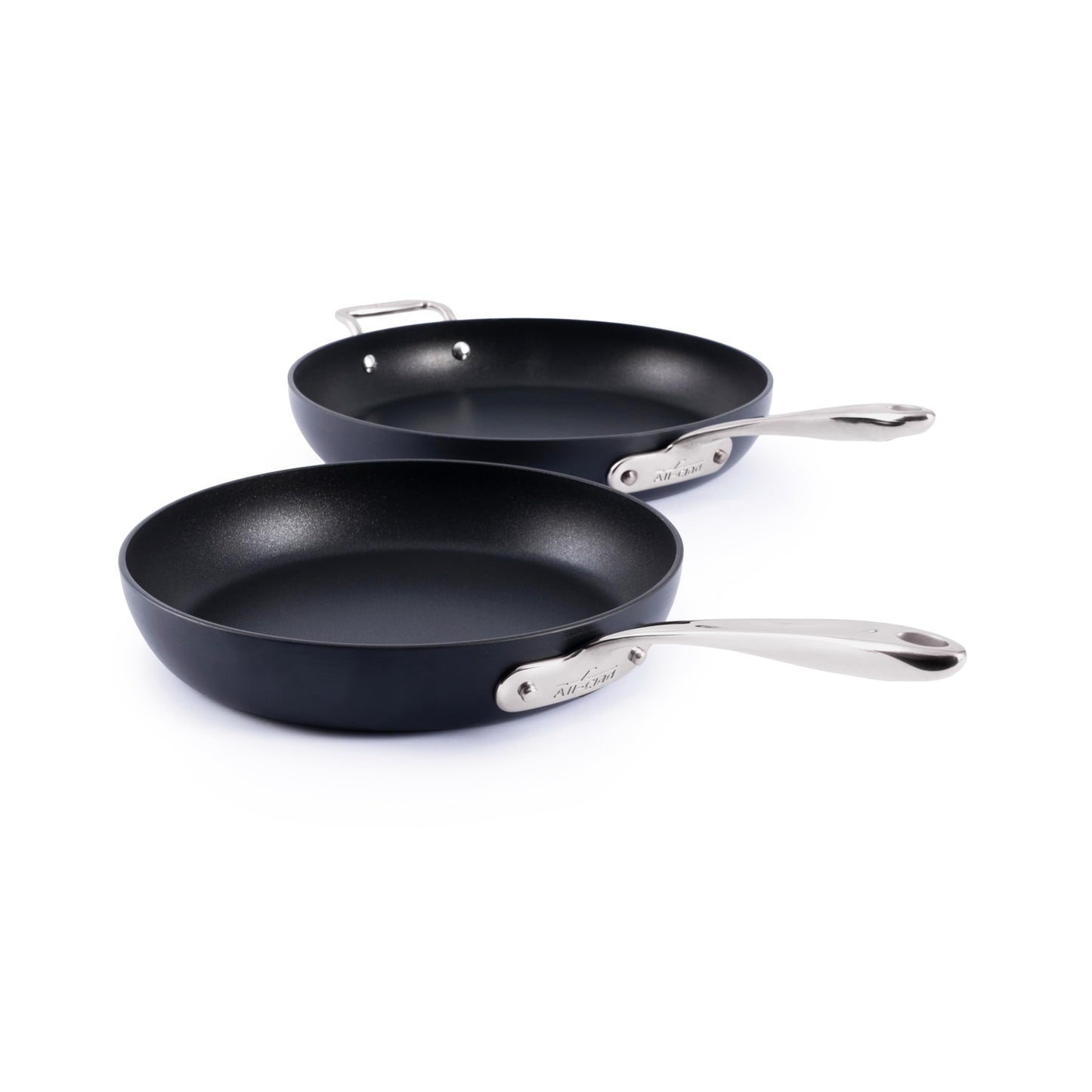 All-Clad HA1 Expert Hard Anodized Nonstick Frying Pan Set, 2-Piece 10" & 12" Skillet Set, Dishwasher-Safe, Oven-Safe Up to 500°F Compatible with All Stovetops (Gas, Electric & Induction) - Black