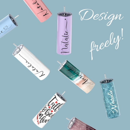 30 Oz Sublimation Skinny Tumbler Set, Stainless Steel Straight Skinny Travel Tumbler Bulk With Sublimation Shrink Wrap Films, Birthday Diy Gift For Women Friends Sisters, 4 Pack (30 OZ, 4, Count)