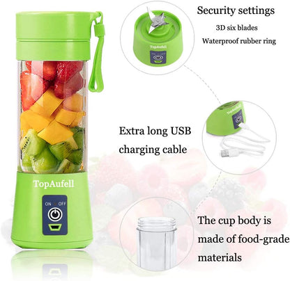 Portable Blender, 380ML Mini Mixer for Smoothies and Milkshakes, USB Rechargeable, Handheld, Green