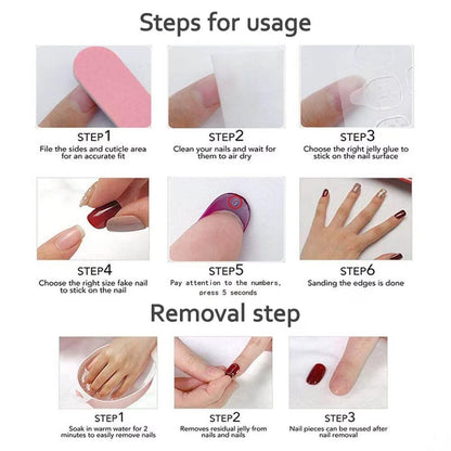 10Pcs Press On Nails - MAGLFELL Handmade Stiletto Pink Fake Nails, 3D Pink Carved Flower, and Gold Plated Accessories Design, Reusable Artificial False Nails for Women Acrylic Nails Kit (Size S)