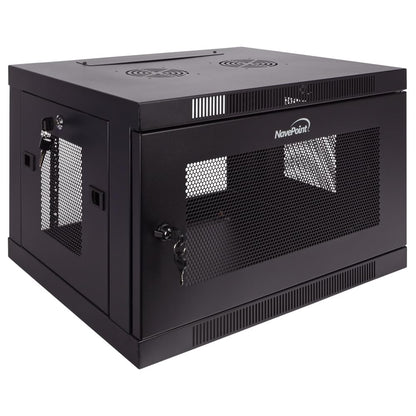 NavePoint 6U Server Cabinet Wall Mount Rack Enclosure with Perforated Door, Locking, Removable Side Panels – 6U Network Cabinet 17.7” Deep, 19 Inch Server Rack for IT and A/V Equipment