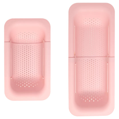 Paris Hilton Over the Sink Expandable Colander, Extendable Strainer, Adjustable from 14.5 inches to 19.5 inches, Fits most kitchen sinks, Made without BPA, Pink