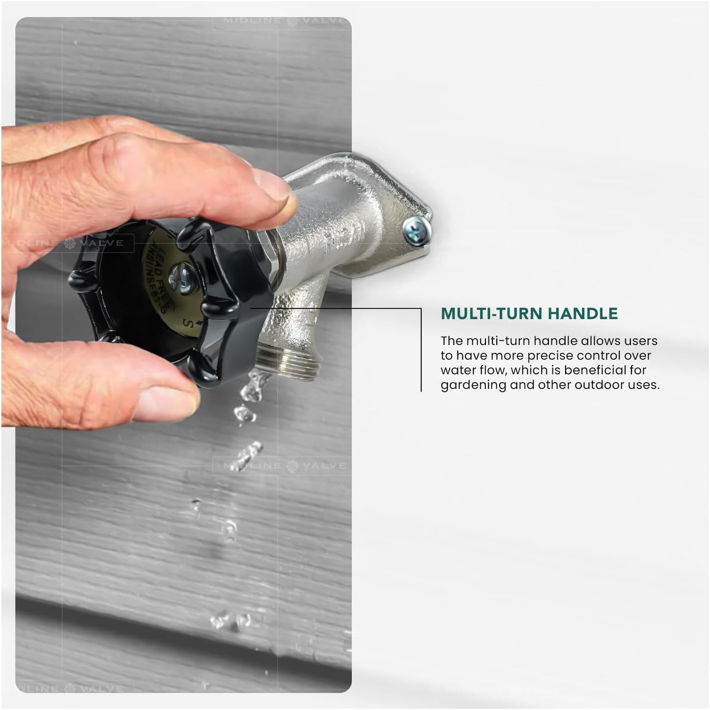 8 Inch 1/2" 3/4" Midline Valve Frost-Free Sillcock, Chrome-Plated Brass Body MIP/Sweat Inlet x Hose Bib Outlet