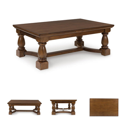 Signature Design by Ashley Sturlayne Transitional Coffee Table with Trestle Base, Dark Brown