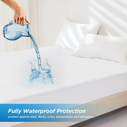 Waterproof Mattress Pad Protector, 100% Organic Cotton, Hypoallergenic, Breathable Deep Pocket Cover