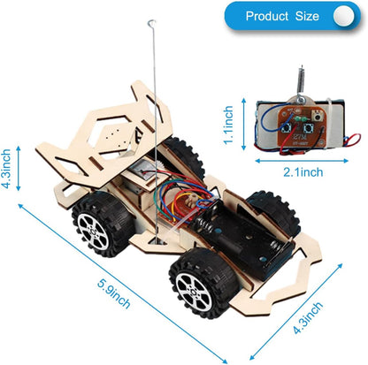 Wooden Wireless Remote Control Racing Car Kit F4, Science Experiment Kit for Youth Age, Robotic Stem Project