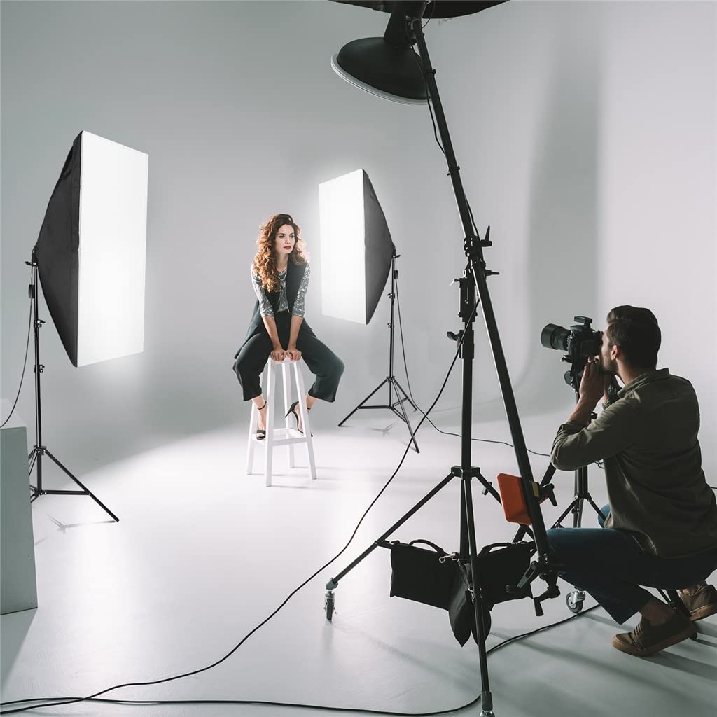 Photo Studio Softbox Umbrella Lighting Kit Background Support Stand 4 Backdrop
