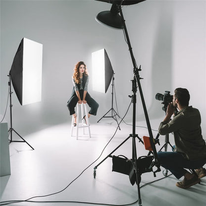 Photo Studio Softbox Umbrella Lighting Kit Background Support Stand 4 Backdrop