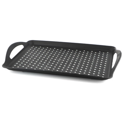 MDLUU Non-Slip Serving Tray with Handles, Food Serving Platter, Set of 2, Black