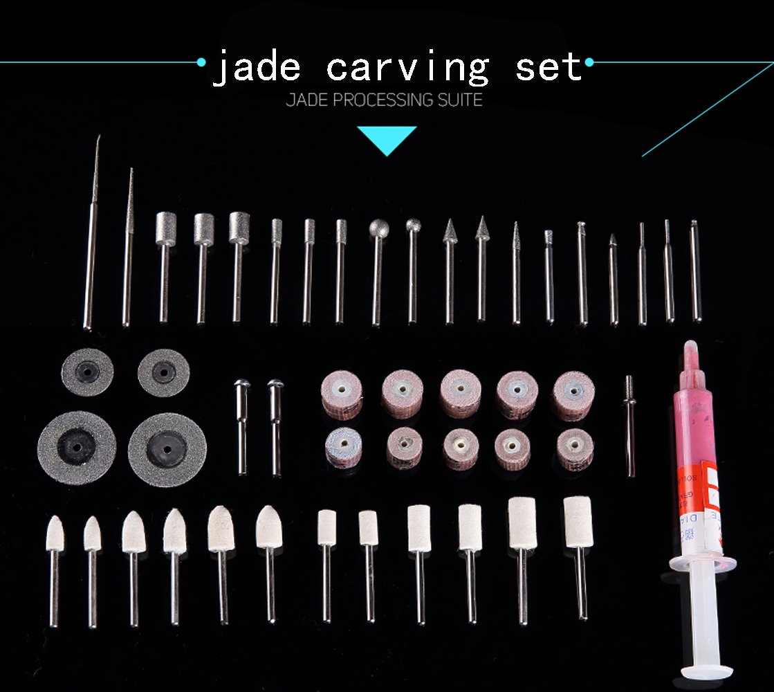52pcs Diamond Mounted Burr Sets for Jade/Stone/Jewelry Making, Engraving, Polishing and Buffing Fit Dremel Rotary Tools