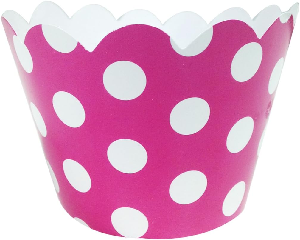 Wrapables Standard Size Hot Pink Polka Dots Cupcake Wrappers - Set of 20