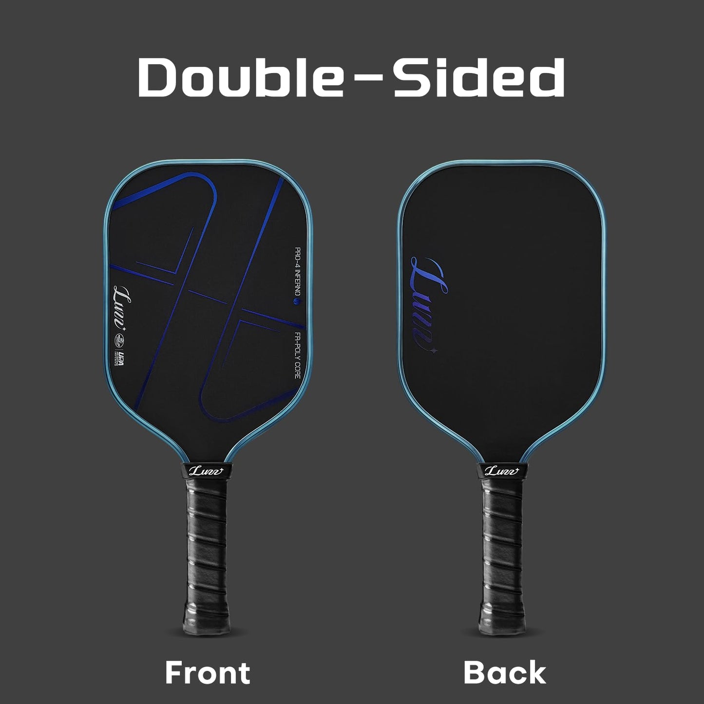 Luzz Pickleball Paddle, Thermoformed Blue Blaze Inferno 3D Grooved Carbon Fiber Pickleball Paddles Microporous Polymer Core Exceptional Spin and Power 16mm Composite Pickle Ball Rackets for Players