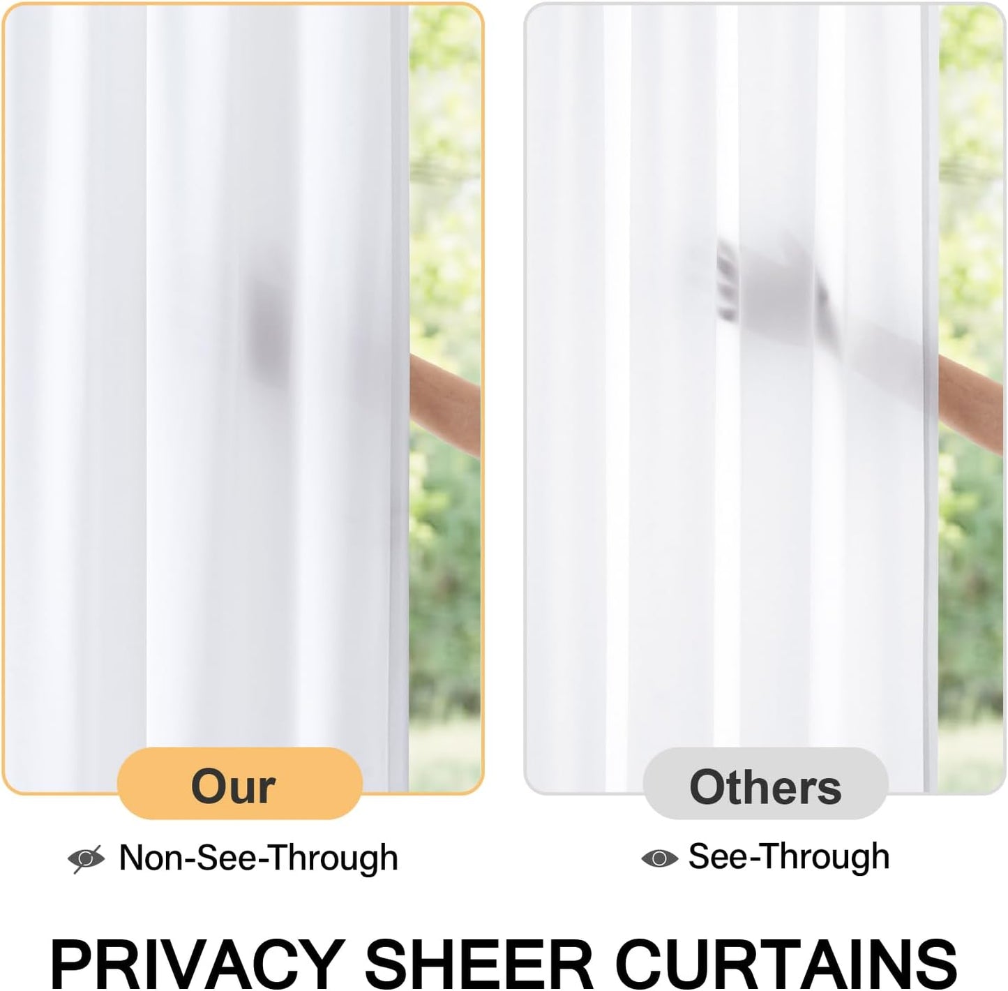 MIULEE French Door Curtains - Non-See-Through Privacy Light Filtering Sheer Drapes | White, 26 x 72 Inches, 2 Panels