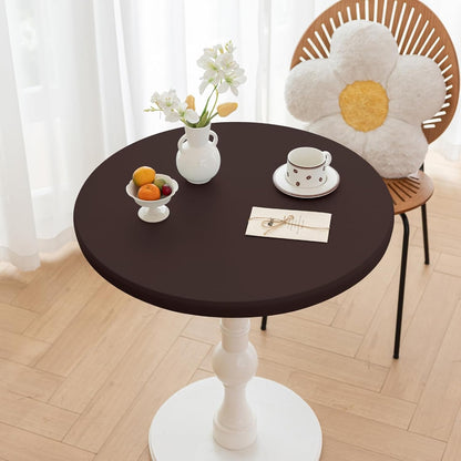 28 Inch (Coffee,28" Round Fitted PU Tablecloth with High Elastic Edge Dia Waterproof Oil Proof Table Cloth Anti-Scald