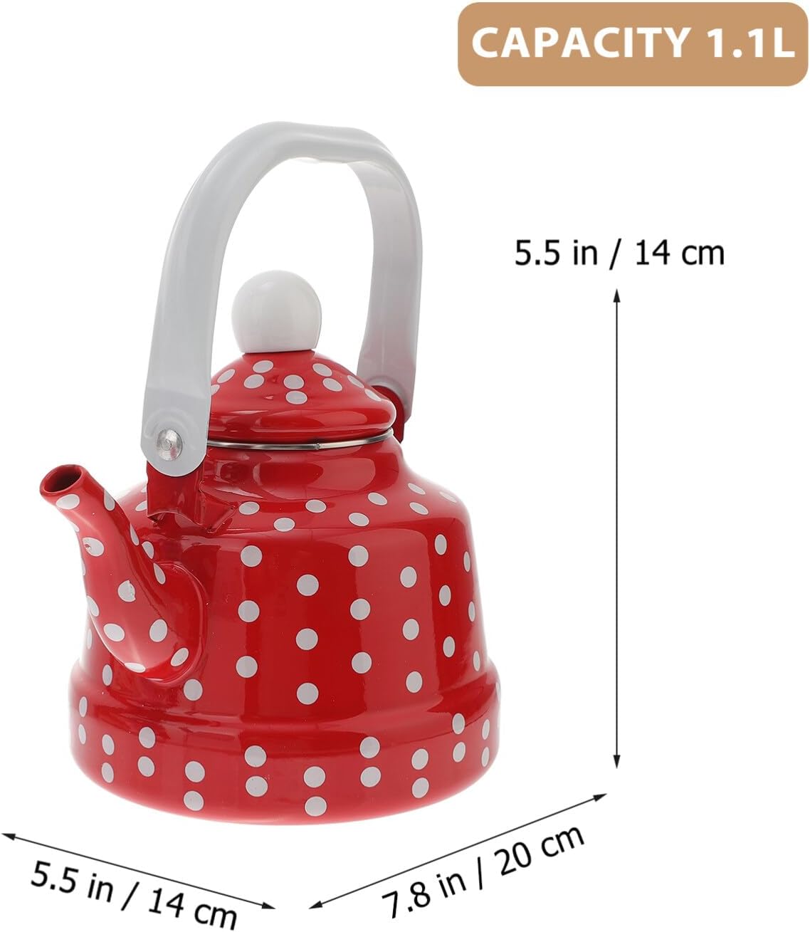 Luxshiny Enamel Stovetop Pour-Over Coffee and Tea Kettle, Small Boiling Water Pot, Camping Teapot